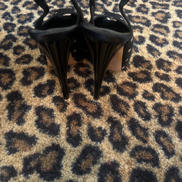 Giuseppe zanotti peep toe sling back black and white polka dot heels 37 - Picture 2 of 6